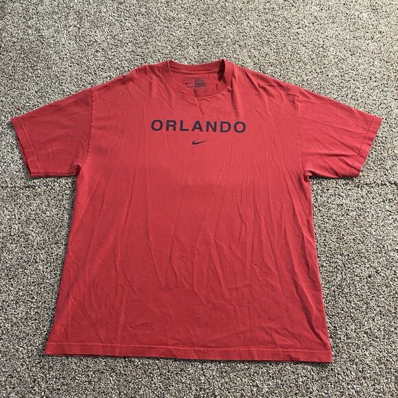 Nike T Shirt Men’s XL Red Orlando Center Check Swoosh Athletic Sporty - Picture 1 of 6